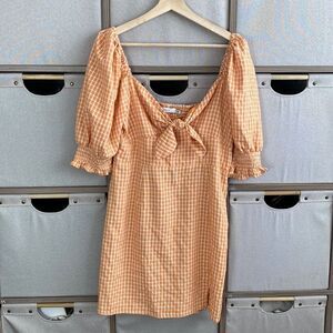 Lush Orange Gingham Mini Dress